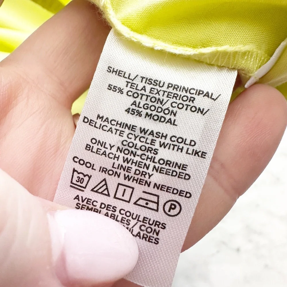 LOFT Cotton Glowing Lime Yellow Halter Midi Dress Drawstring Waist Size Medium